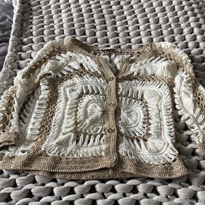 Zara Beige and Cream Crochet Cardigan
